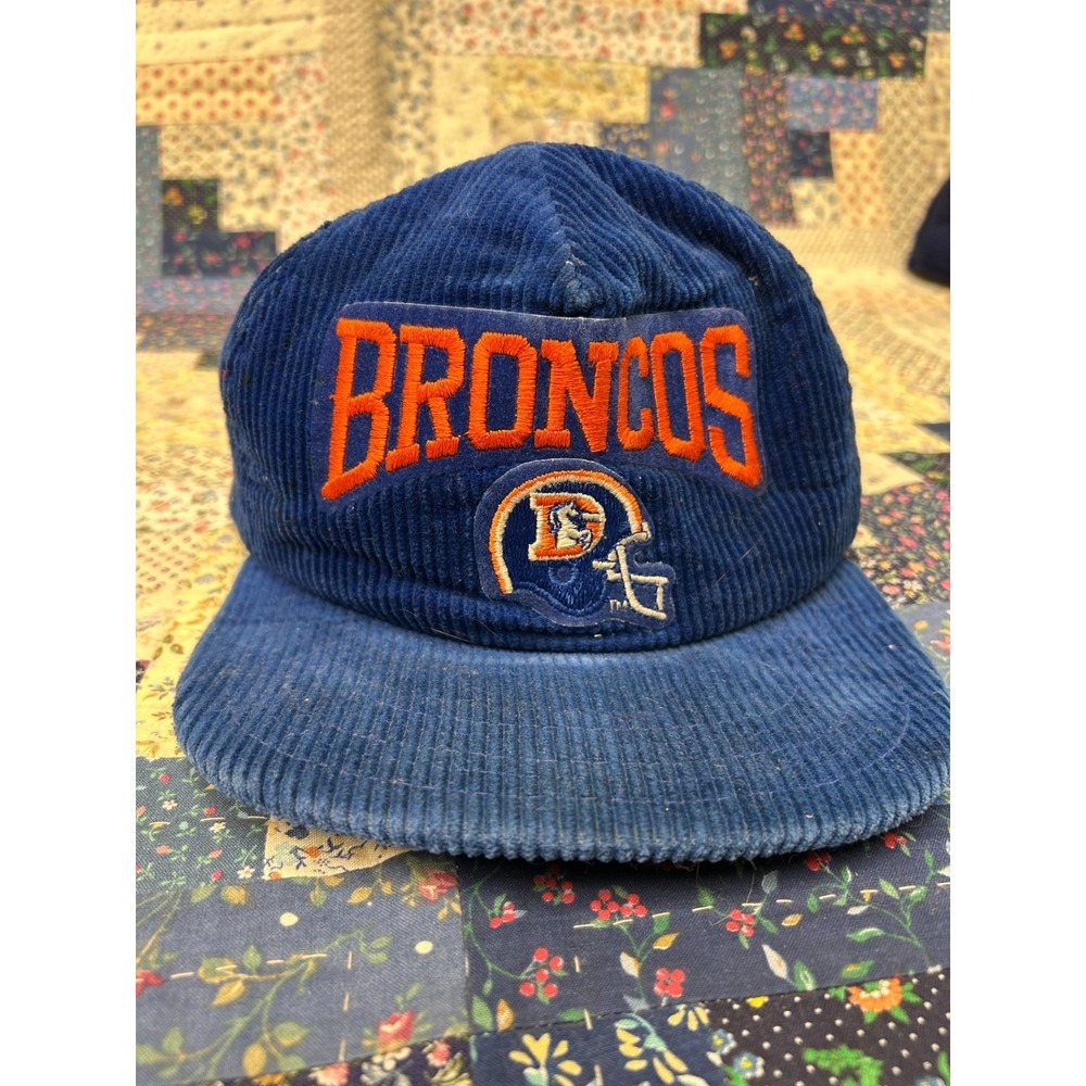 Vintage 80s New Era NFL Pro Model Corduroy Snapback Hat Denver Broncos New